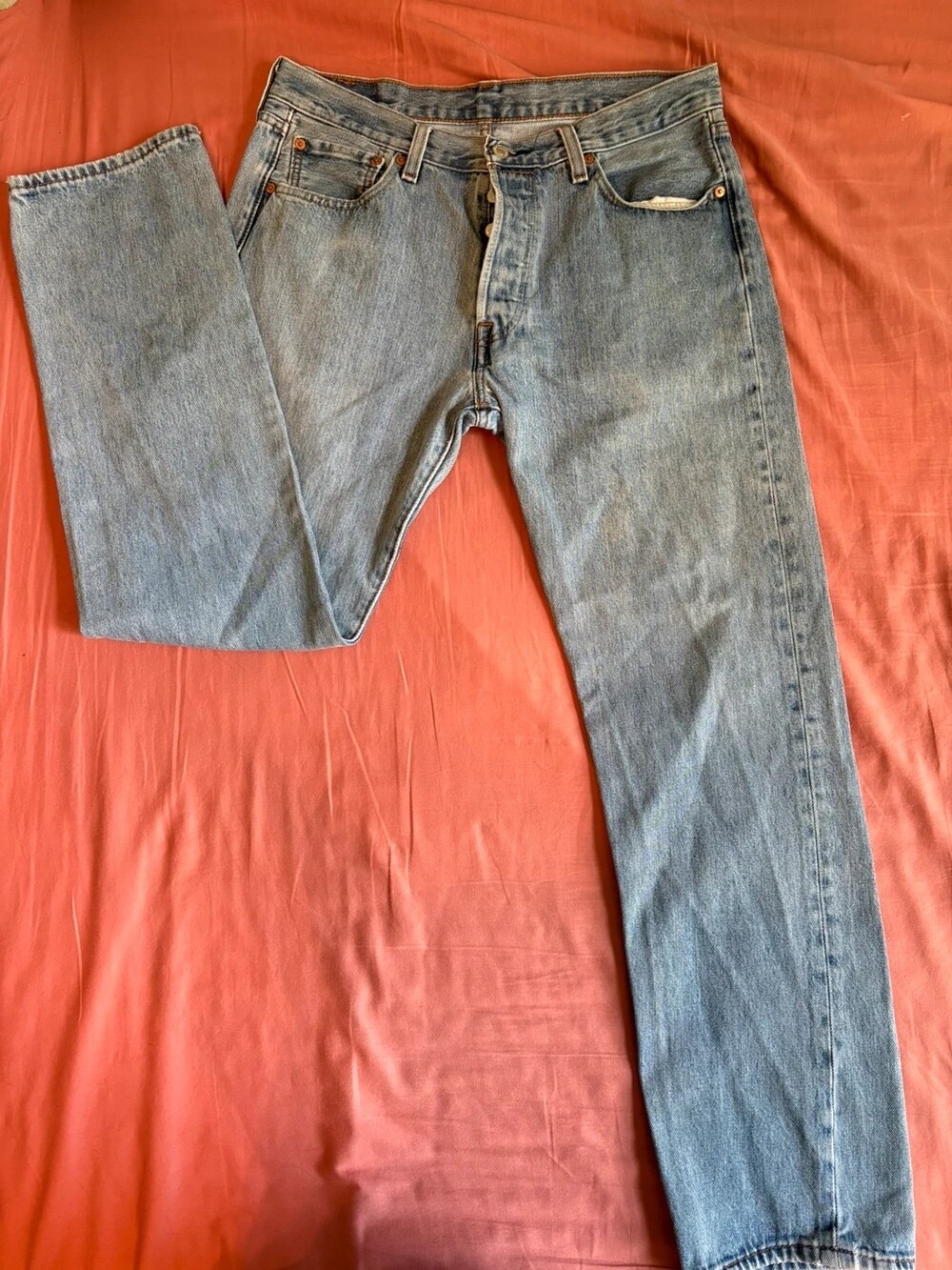 Levi’s 501 Original Jeans W32 L32 Light Wash Straight Leg Button Fly